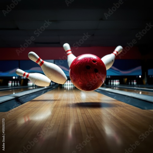 Wallpaper Mural A bowling ball strike with falling pins is illustrated. Torontodigital.ca