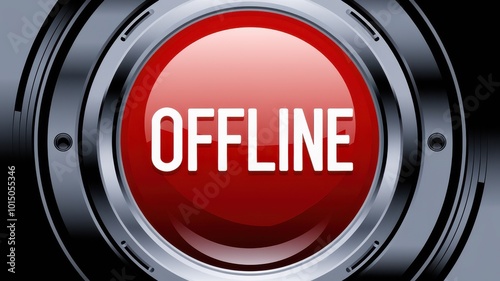 Red offline button with futuristic design
