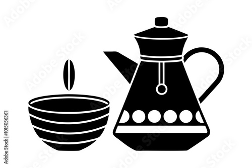 Silhouette of an Ethiopian Coffee Set Celebrating Cultural Rituals