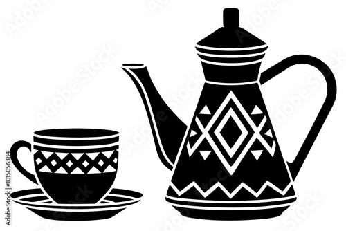 Silhouette of an Ethiopian Coffee Set Celebrating Cultural Rituals