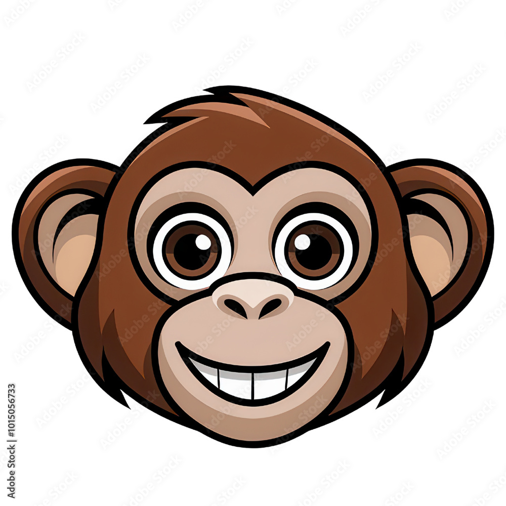 Obraz premium Smiling monkey face cartoon illustration 