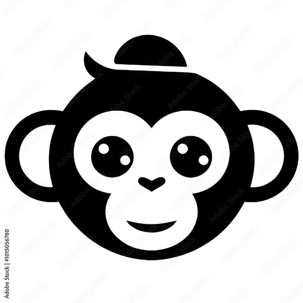 Simple and adorable cartoon illustration of a monkey's face