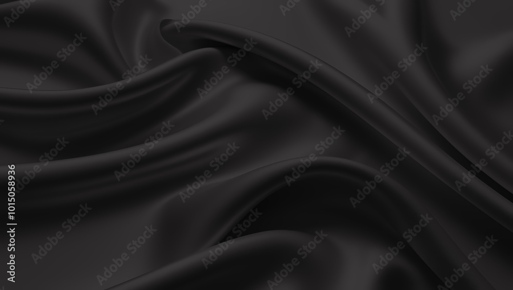 Elegant Black Satin Fabric Background - Luxurious and Smooth Texture 4K Wallpaper