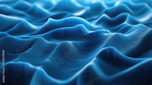 Blue Wave Abstract. Modern 3D Background with Elegant Undulating Surfaces
