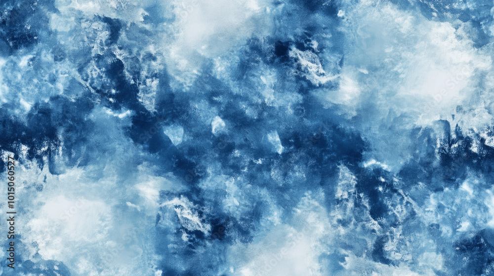 Deep Blue Tie Dye Seamless Textile Pattern in Boho Style
