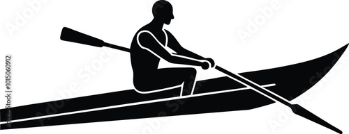 Rowing Vector Illustration on White Background - Sport and Fitness Design