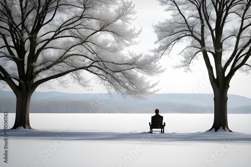 Serene Peaceful Scene of Nature with White Flowers Generative AI illustration