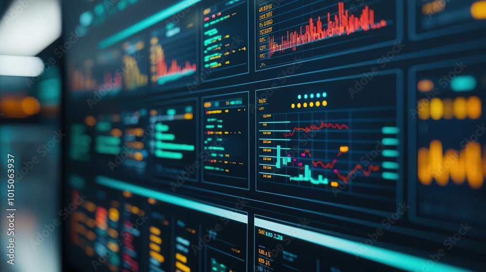 Fototapeta premium Investor dashboard tracking real-time crowdfunding investments, finance and technology