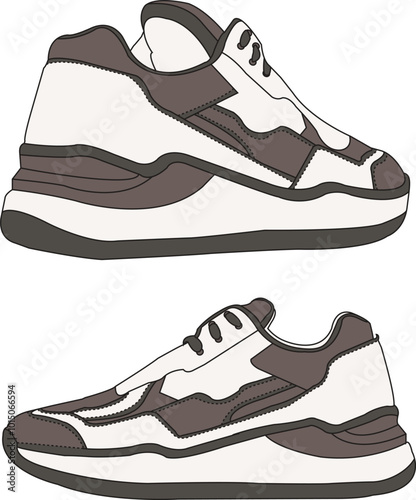 Shoe cartoon footwear design illustration icon, Vector Shoes Sport shoes and sneakers retro set full color