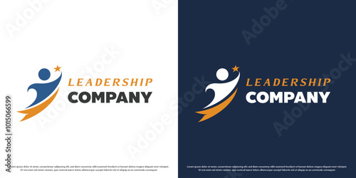Success leader logo design illustration. Silhouettes of successful people business management company organization team people manager achievement. Abstract creative minimal icon symbol.