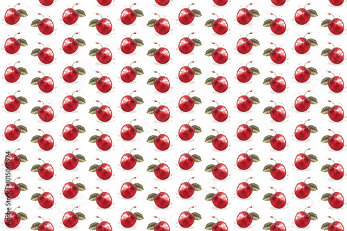Seamless pattern of cherries on white background in the style of a vector illustration