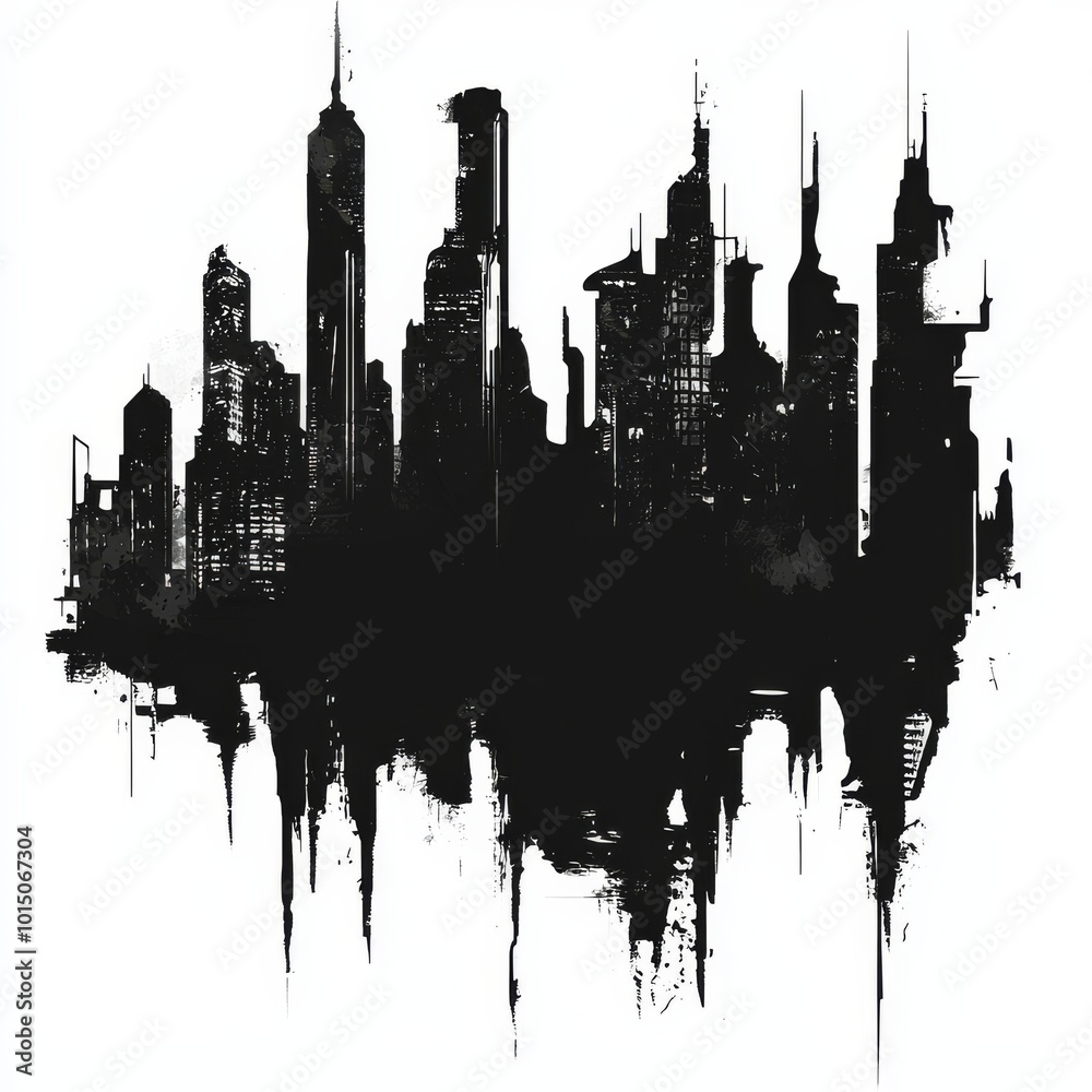 Obraz premium black silhouette of a big city 