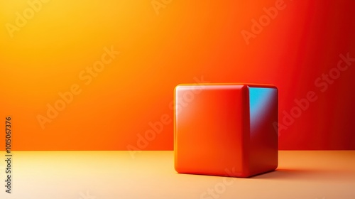 Modern Abstract Cube in Vibrant Gradient Background