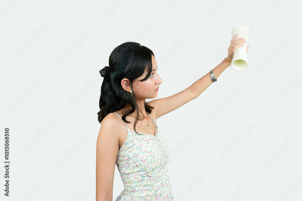 Young Asian Girl Florist with Empty Vase for Indoor Decoration Young Asian Girl Florist with Empty Vase for Indoor Decoration