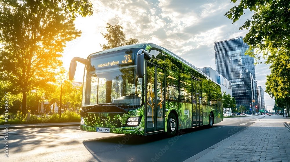 Obraz premium An electric bus with a carbon credit stamp