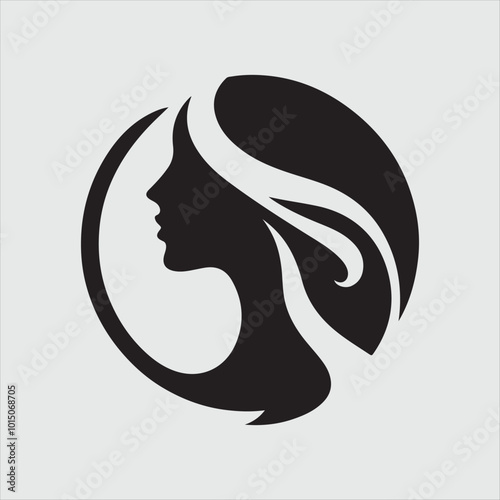 a  vector Style  silhouette  of woman logo  with a white background