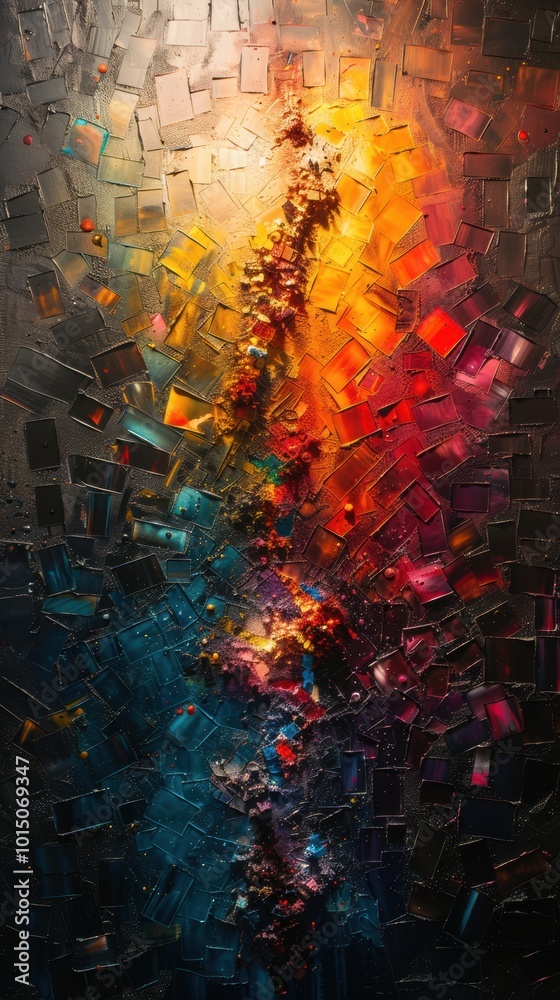 Obraz premium Fiery Grunge Texture with Abstract Circles and Warm Colors