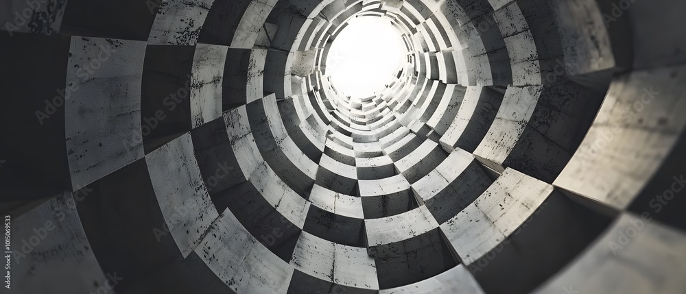 Fototapeta premium Geometric Abstract Tunnel View with Light