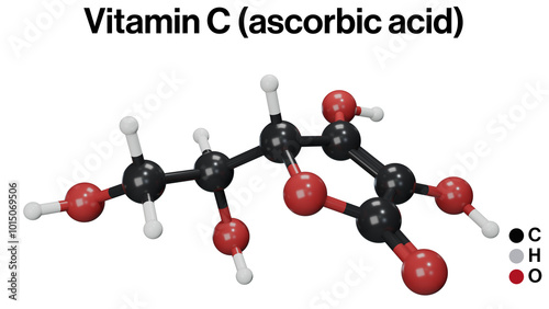 Vitamin C Molecular Structure, Ascorbic Acid, Nutrition, Biochemistry, Science Illustration photo