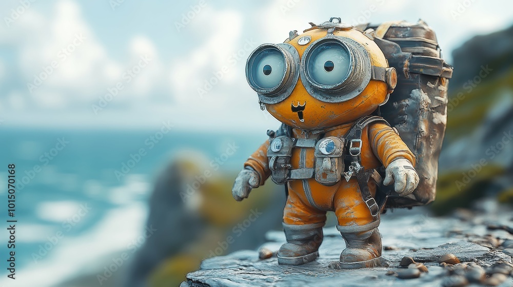 Brave Toy Character Setting Off on an Adventurous Voyage with Excitement and Curiosity in their Backpack Brave Toy Character Setting Off on an Adventurous Voyage with Excitement and Curiosity in their Backpack