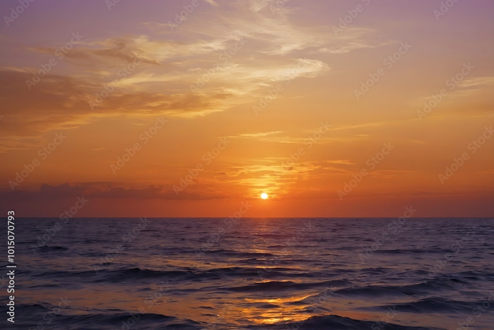 A stunning sunset casts vibrant colors over the calm sea, creating a picturesque evening scene. A stunning sunset casts vibrant colors over the calm sea, creating a picturesque evening scene.