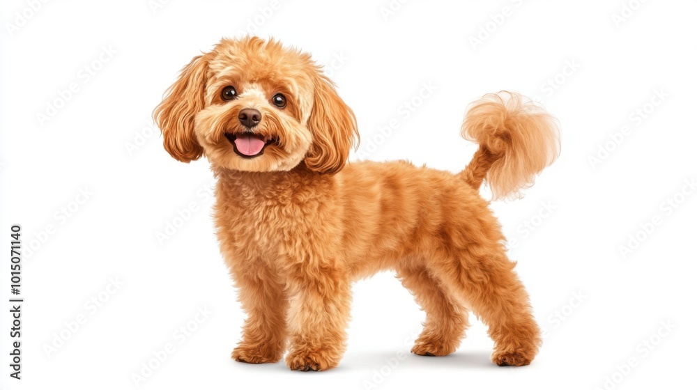 Cute fluffy poodle dog, white isolate background. Cute fluffy poodle dog, white isolate background.