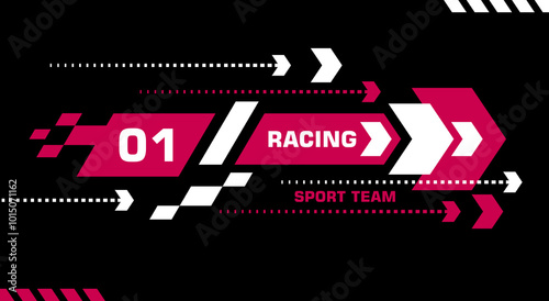 Racing background. Racing sport background design. Car race stripes. Speed line sticker design. Graphic sport decal element. Automobile decoration. Rally dynamic motion.. Racing design with arrow