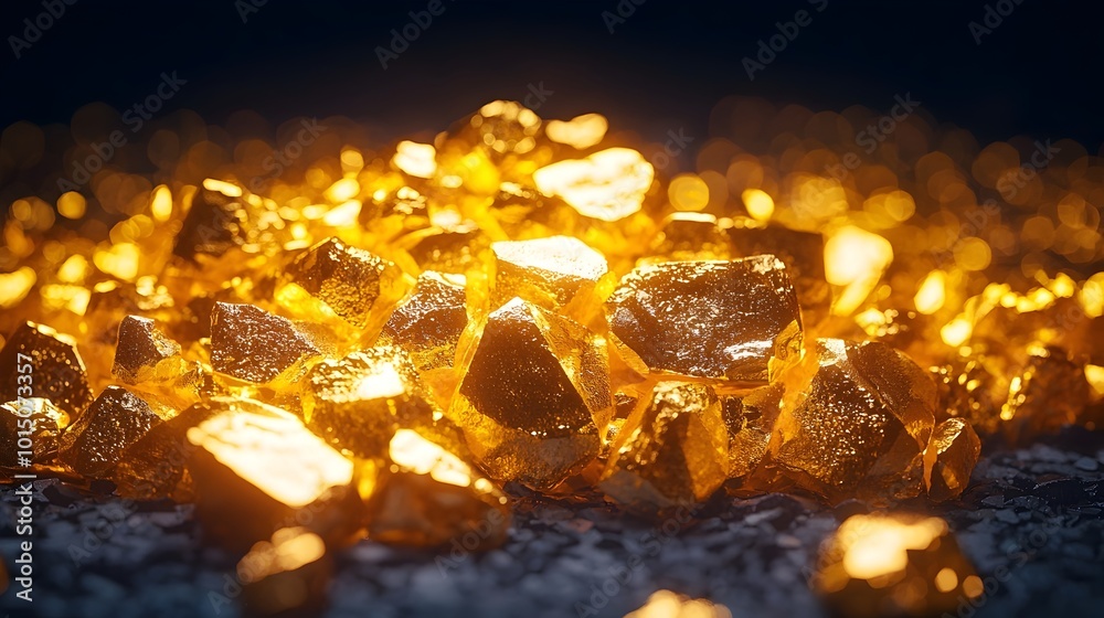 Pile of Unrefined Golden Nuggets Sparkling on Dark Surface Showcasing Natural Wealth Pile of Unrefined Golden Nuggets Sparkling on Dark Surface Showcasing Natural Wealth