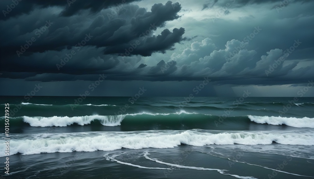 Fototapeta premium Storm over the ocean. AI generated