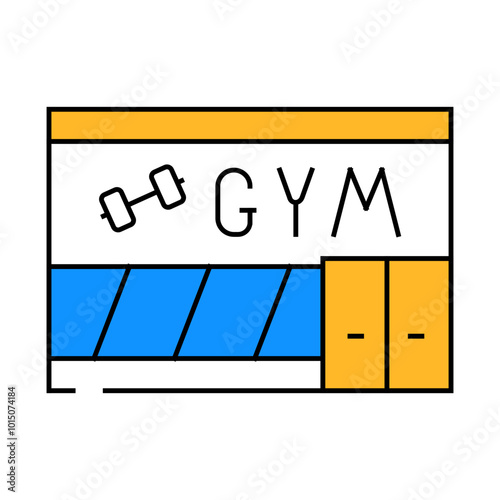 gym building line icon vector. gym building sign. isolated symbol illustration
