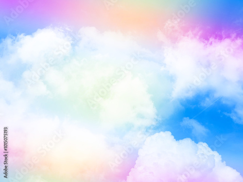 beauty sweet pastel blue and violet colorful with fluffy clouds on sky. multi color rainbow image. abstract fantasy growing light