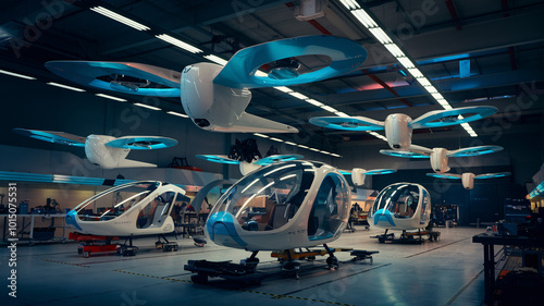 Future of Urban Mobility: Flying Taxi Assembly Line