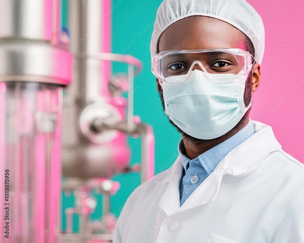 Scientist adjusting a complex distillation column in a lab, chemical separation process Scientist adjusting a complex distillation column in a lab, chemical separation process