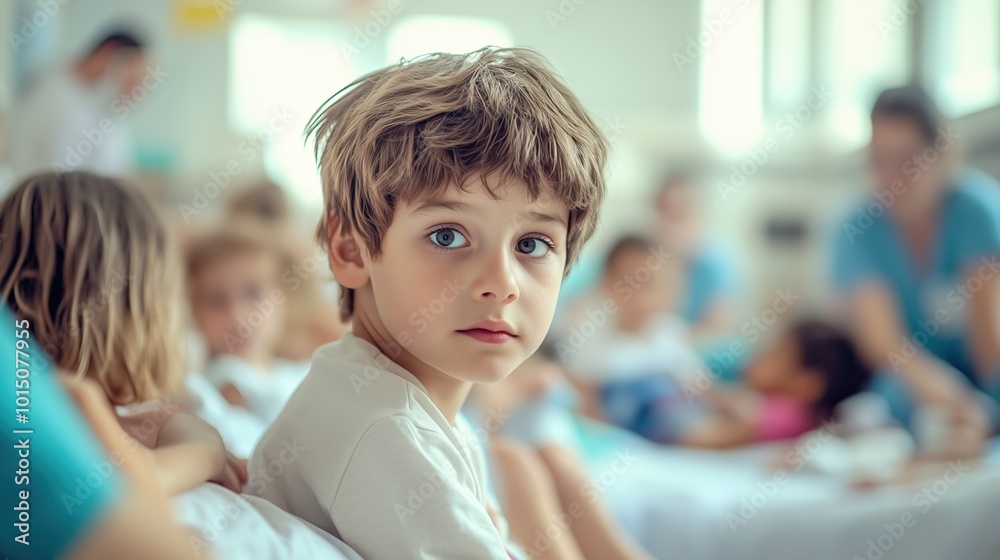 A group of children are being cared for in a hospital setting, participating in activities, and sharing experiences while they stay for treatment A group of children are being cared for in a hospital setting, participating in activities, and sharing experiences while they stay for treatment