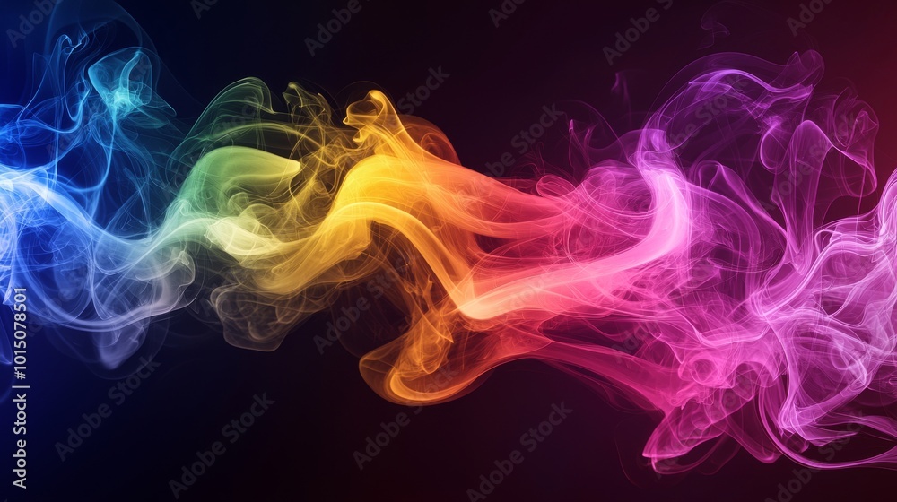 Vibrant swirling smoke in a spectrum of colors creating a dynamic and mesmerizing visual effect. Vibrant swirling smoke in a spectrum of colors creating a dynamic and mesmerizing visual effect.