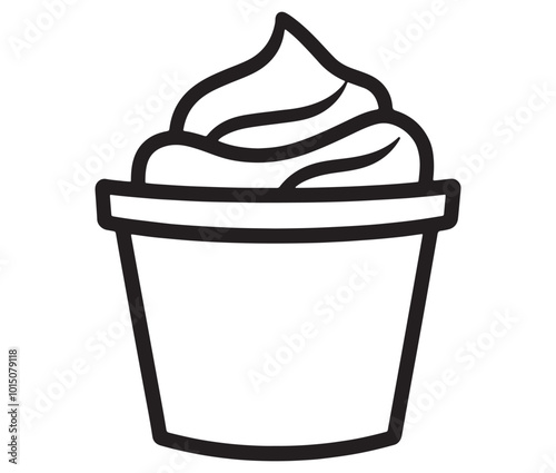 Illustration of a cupcake, Frozen yogurt line icon, Line art ice - cream vector