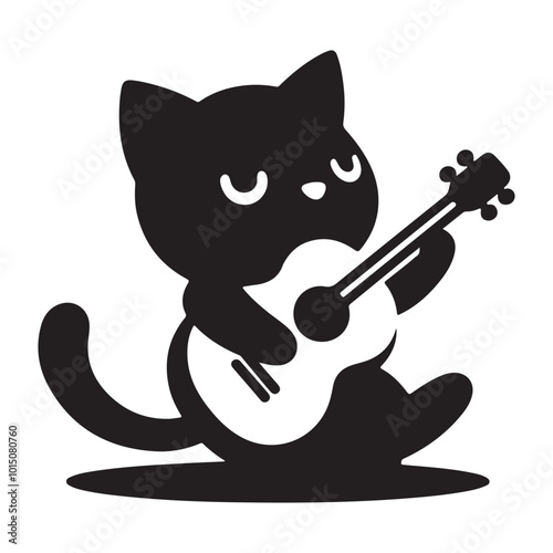 A cat playing guitar