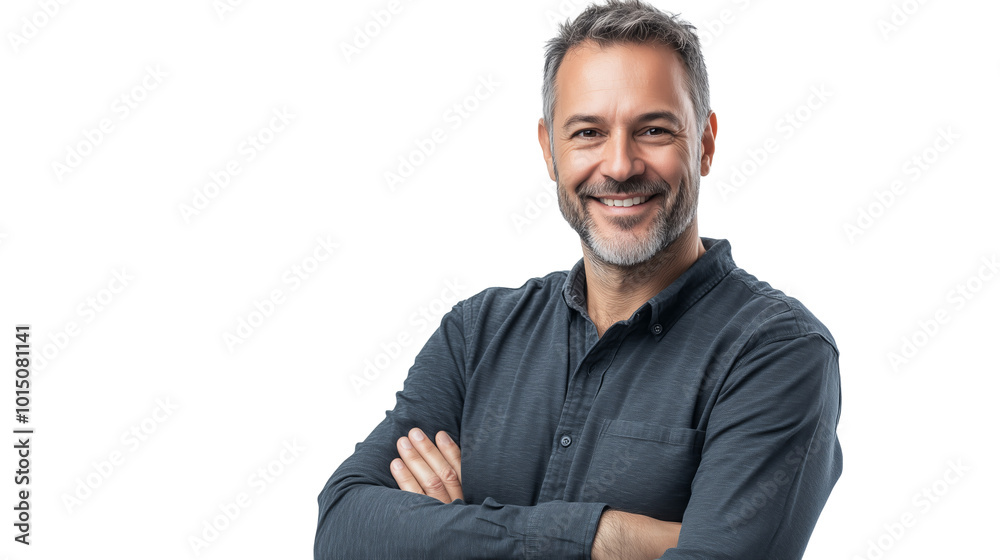 confident man fifty years old crossed arms businessman isolated background Generative AI confident man fifty years old crossed arms businessman isolated background Generative AI