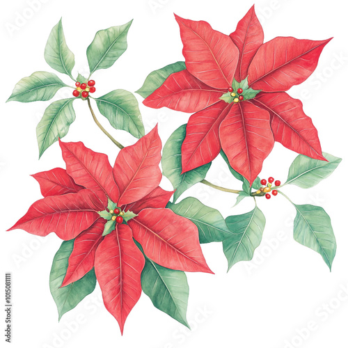 Vibrant Poinsettia Flower with Bright Red Leaves Perfect for Holiday Decorations