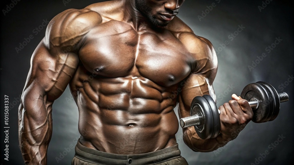 portrait of a muscular male is holding a dumbbell portrait of a muscular male is holding a dumbbell