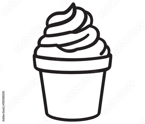 Illustration of a cupcake, Frozen yogurt line icon, Line art ice - cream vector