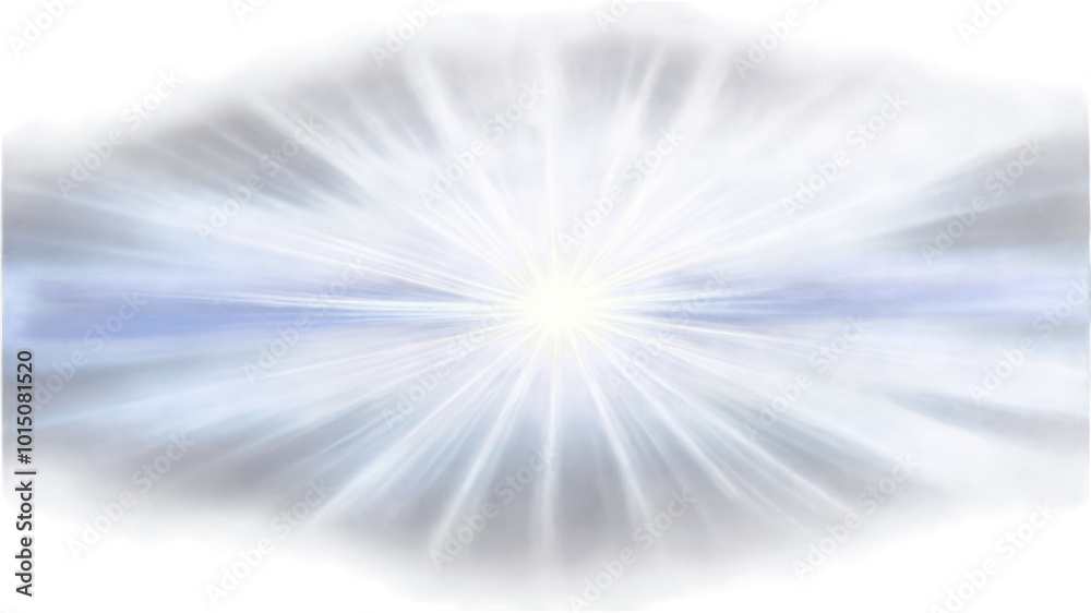 Bright light radiating through a blurred mist in an ethereal setting at dawn Bright light radiating through a blurred mist in an ethereal setting at dawn