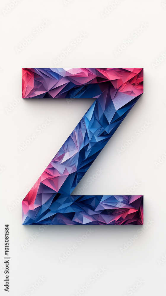 Fototapeta premium The letter Z is rendered in a blue and pink geometric style, creating a modern and abstract look.
