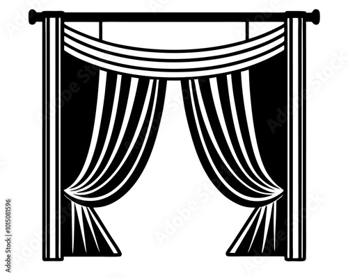 Curtains Silhouette, Stage illustration, Curtains Clipart, Curtains Files for Cricut, Curtains Cut Files