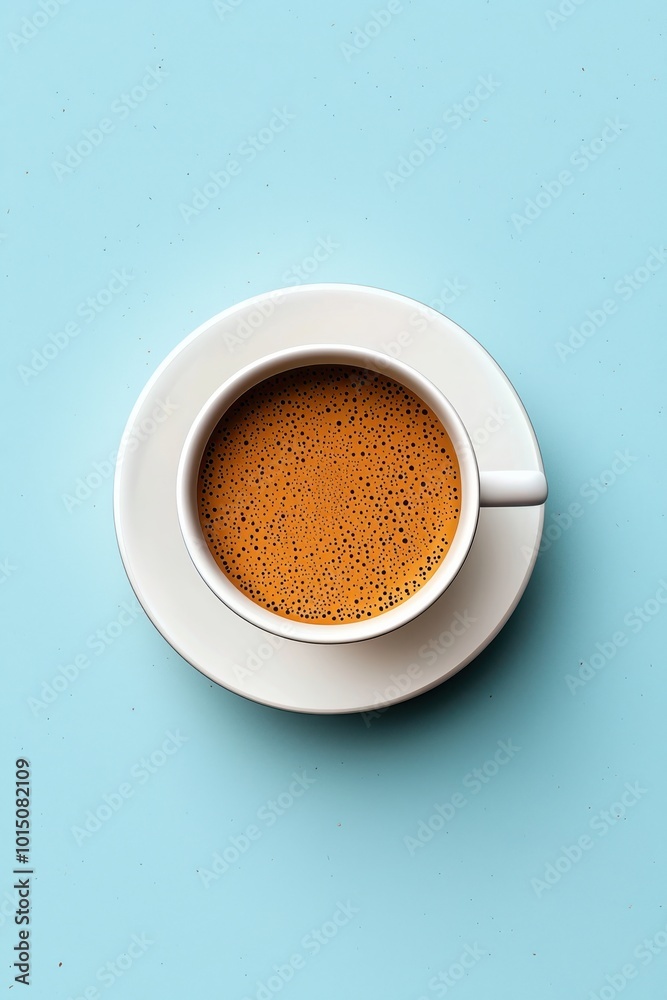 Coffee cup on a pastel blue background representing modern simplicity and minimalistic design in beverage photography Coffee cup on a pastel blue background representing modern simplicity and minimalistic design in beverage photography