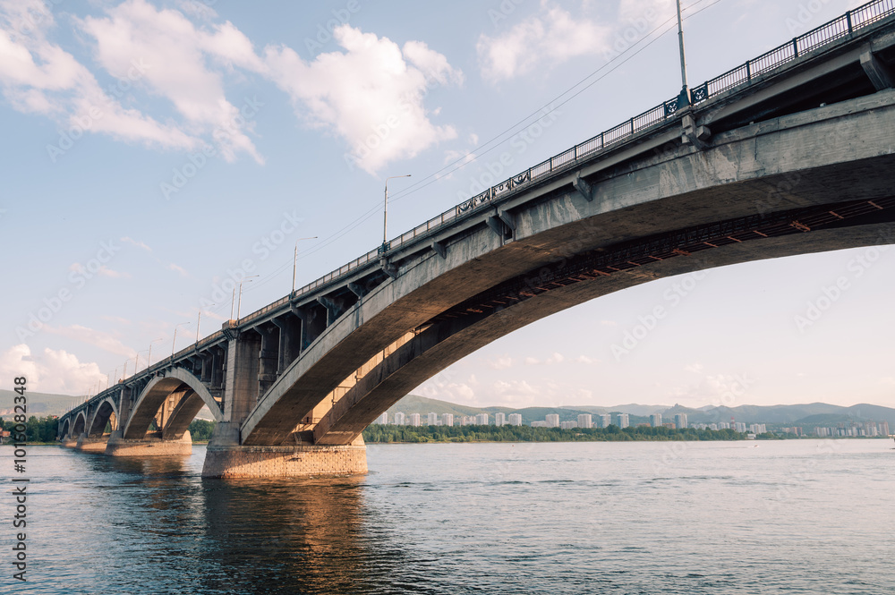 Communal bridge over the Yenisei River Communal bridge over the Yenisei River