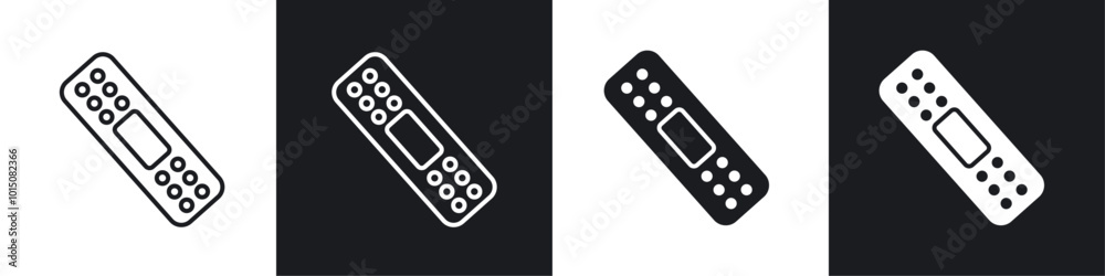 Bandage icon vector icon set black filled and outlined style. Bandage icon vector icon set black filled and outlined style.