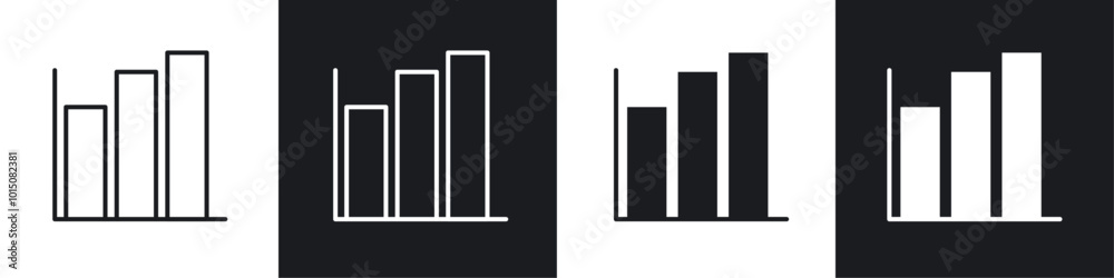 Bar chart icon vector icon set black filled and outlined style. Bar chart icon vector icon set black filled and outlined style.