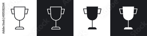 Award icon vector icon set black filled and outlined style.