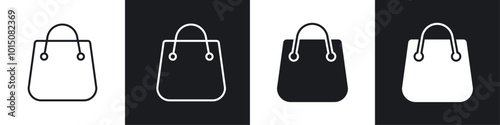 Bag icon vector icon set black filled and outlined style.